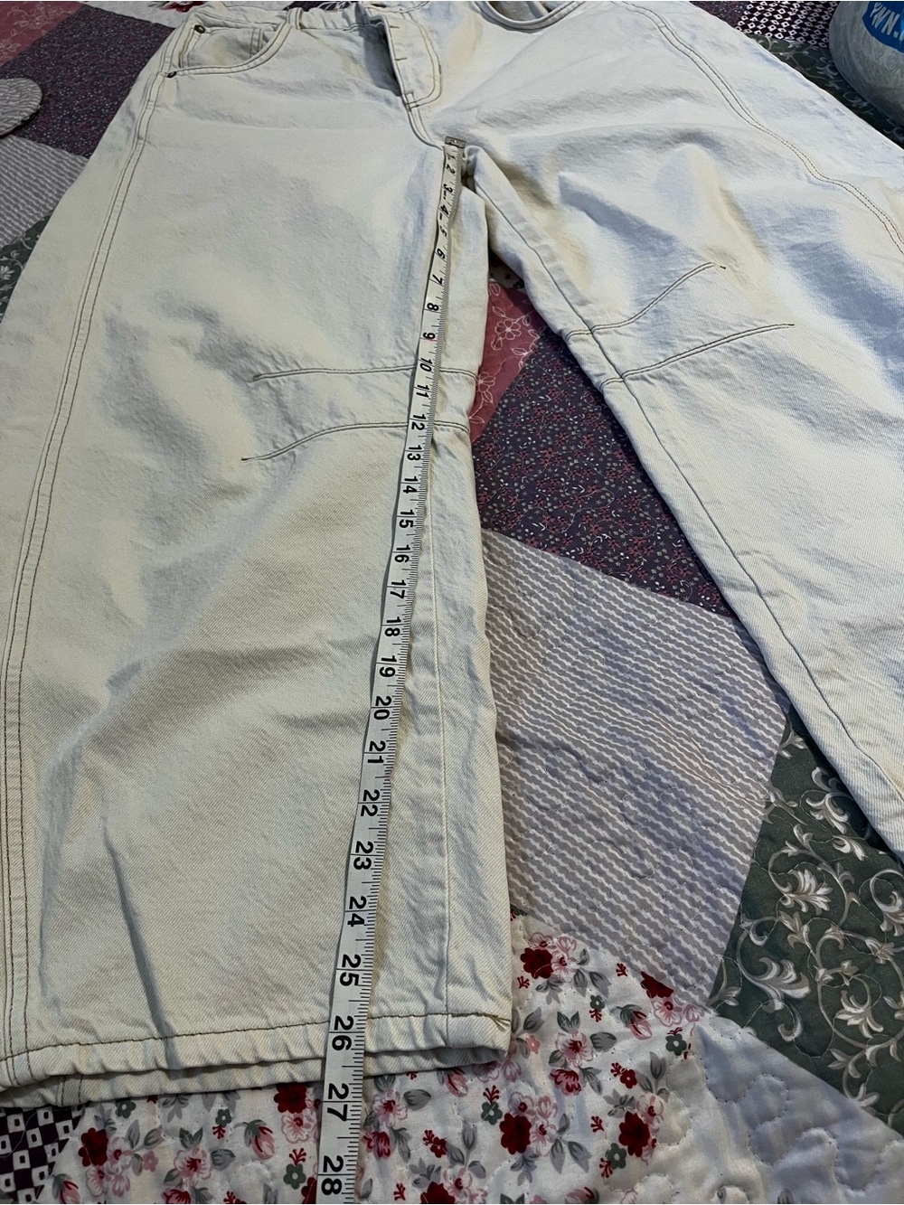 We The Free Good Luck Mid-Rise Barrel Wide-Leg Cream Jeans Women’s Size 30 - Picture 10 of 11